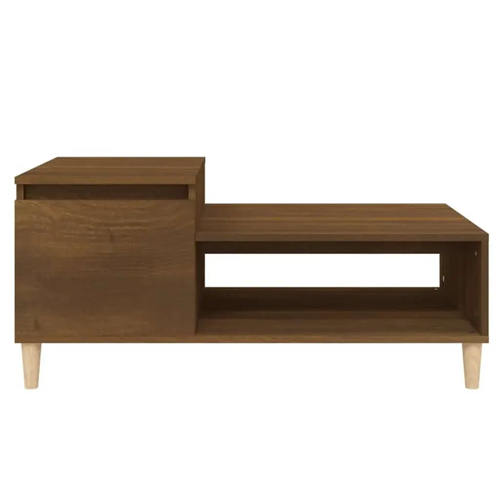 Coffee Table Brown Oak Engineered Wood 100 x 50 x 45 cm Storage Compartment