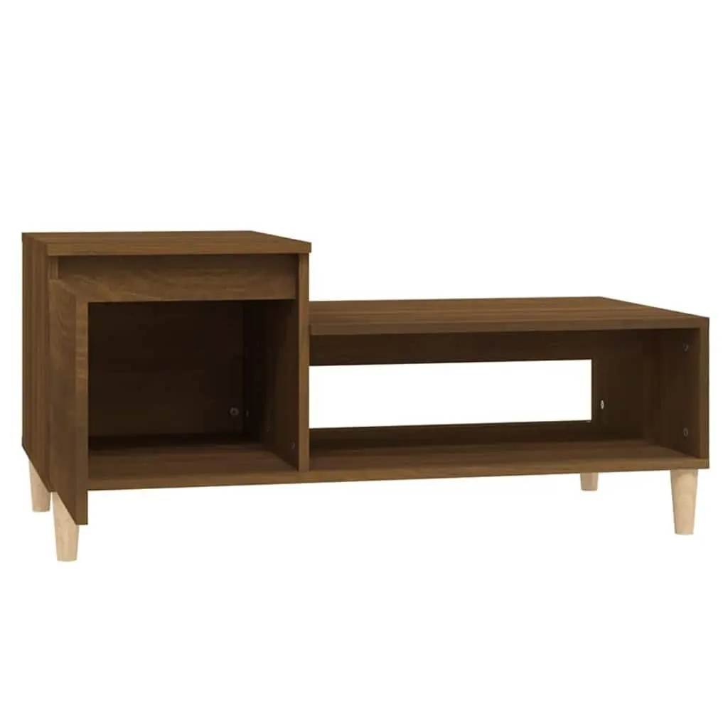 Coffee Table Brown Oak Engineered Wood 100 x 50 x 45 cm Storage Compartment