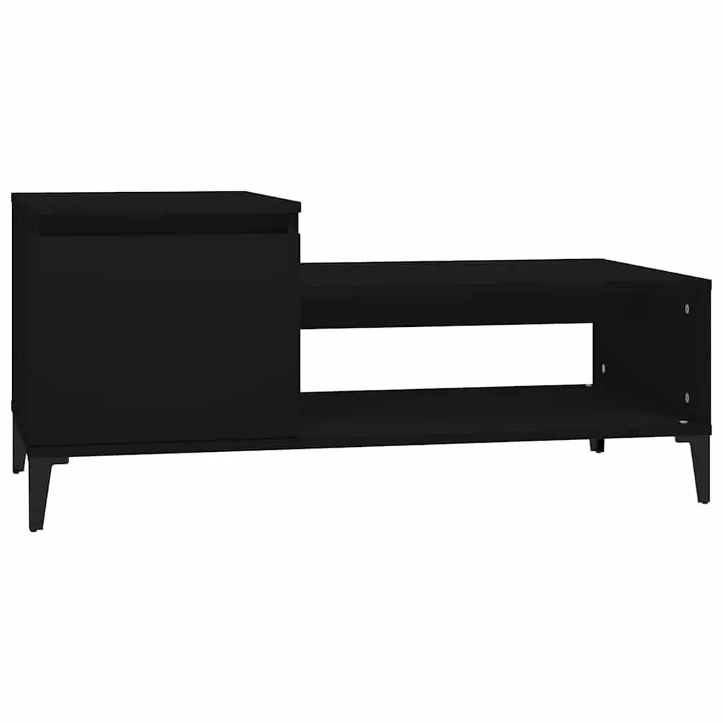 Coffee Table Black Engineered Wood Storage Compartment 100 x 50 x 45 cm