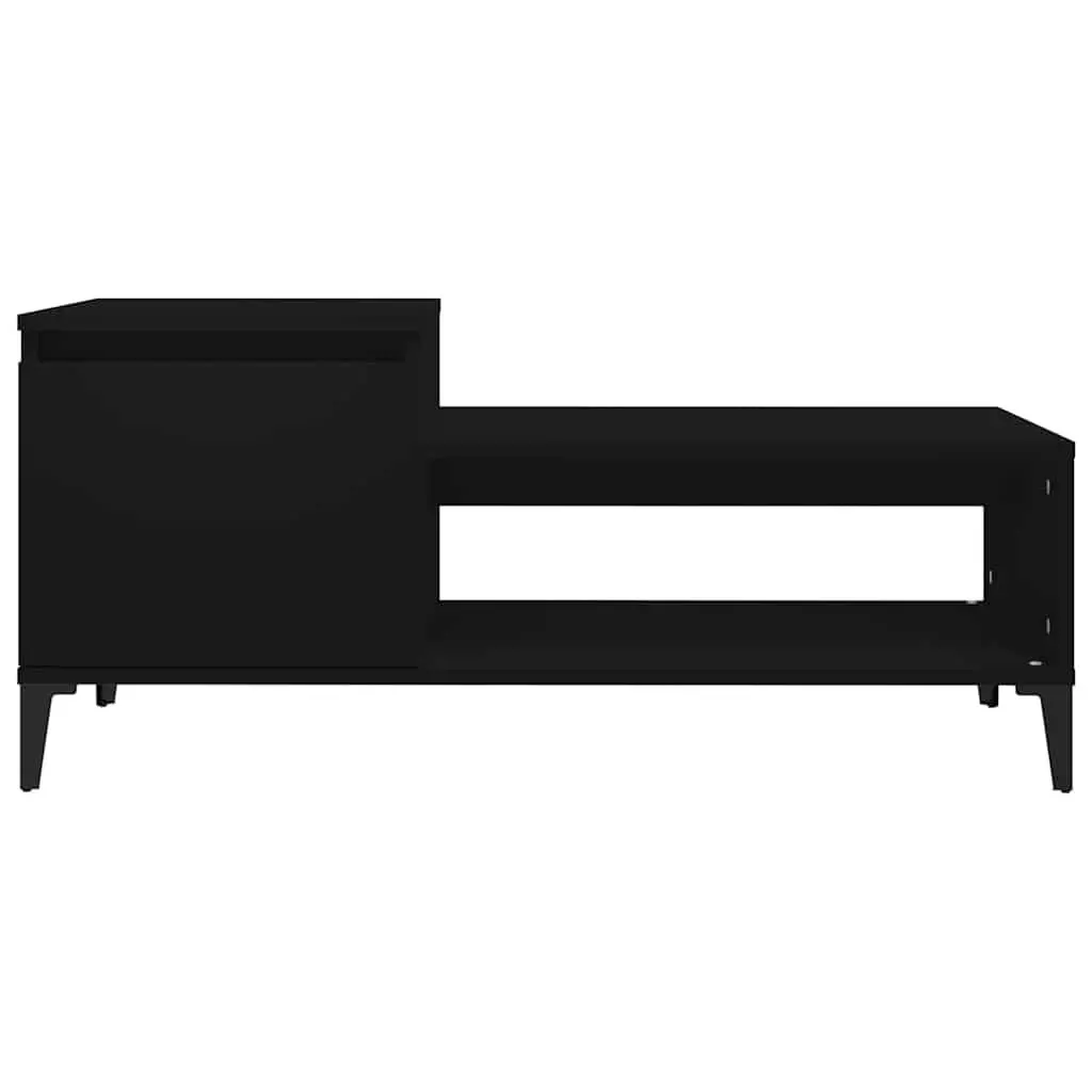 Coffee Table Black Engineered Wood Storage Compartment 100 x 50 x 45 cm
