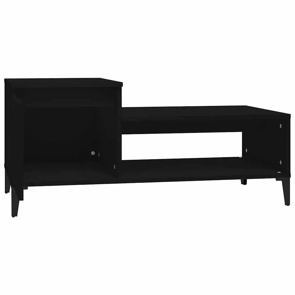Coffee Table Black Engineered Wood Storage Compartment 100 x 50 x 45 cm