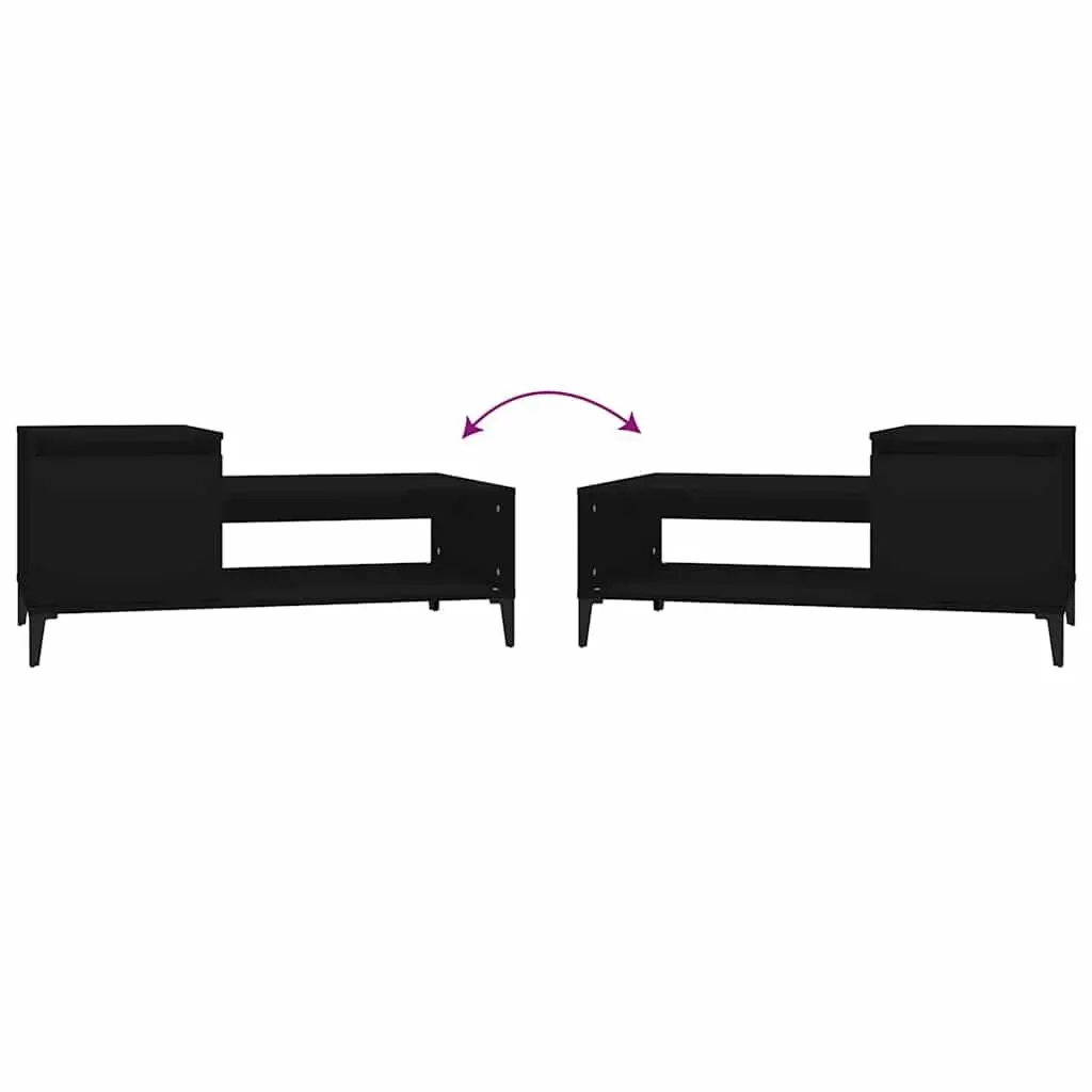 Coffee Table Black Engineered Wood Storage Compartment 100 x 50 x 45 cm