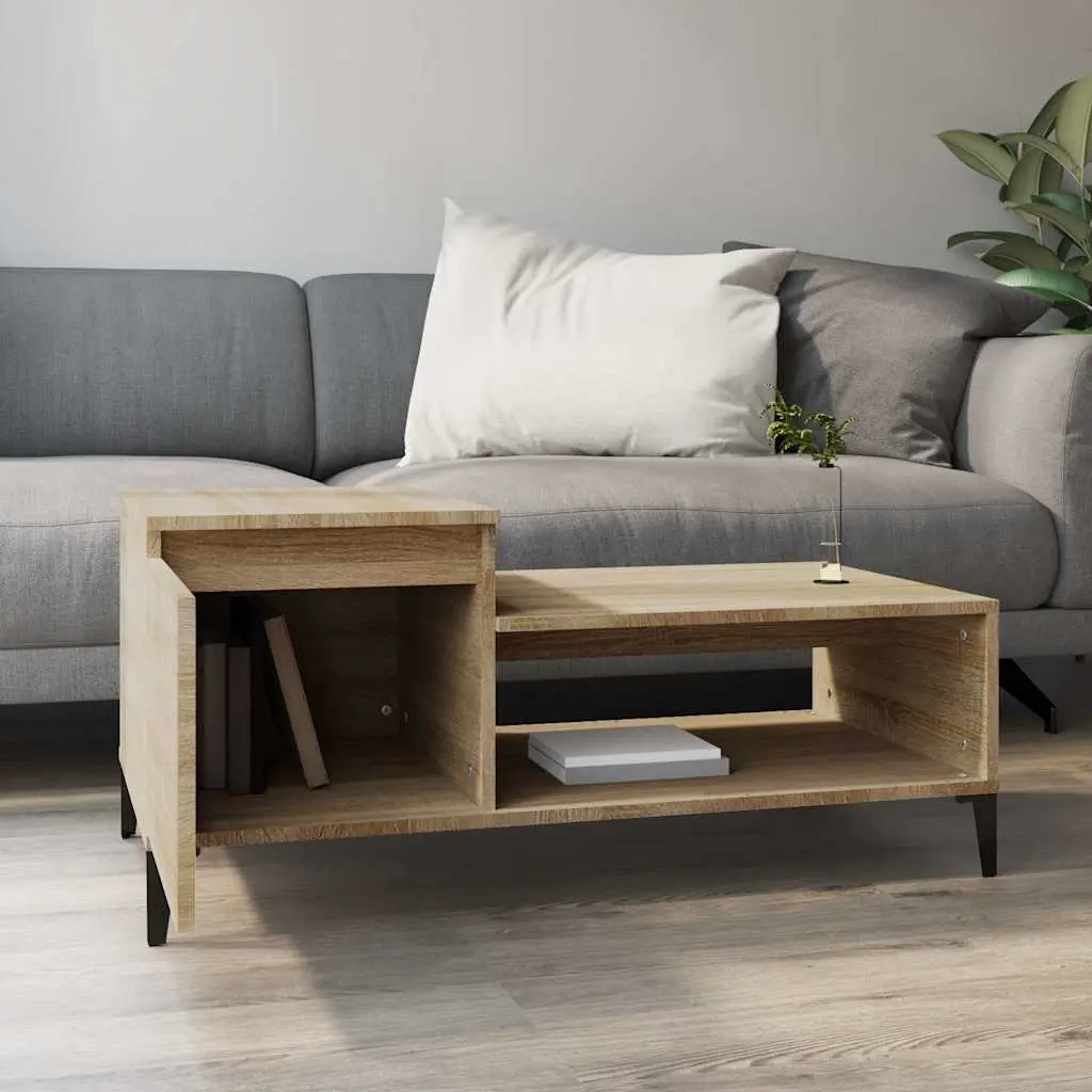 Coffee Table with Storage Compartment Brown Engineered Wood 100x50x45cm
