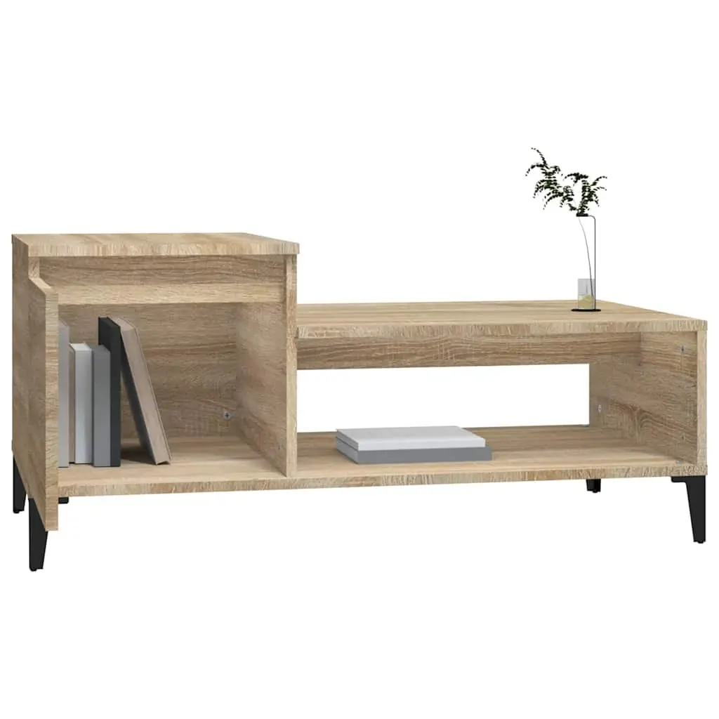 Coffee Table with Storage Compartment Brown Engineered Wood 100x50x45cm
