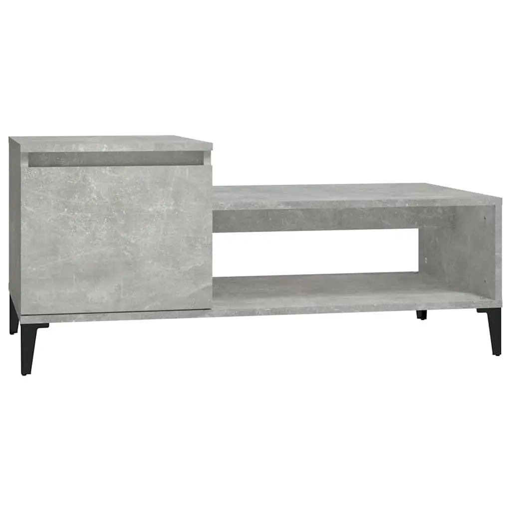 Coffee Table Grey Engineered Wood Storage Compartment Shelf Door 100x50x45cm