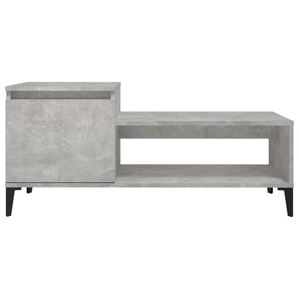 Coffee Table Grey Engineered Wood Storage Compartment Shelf Door 100x50x45cm