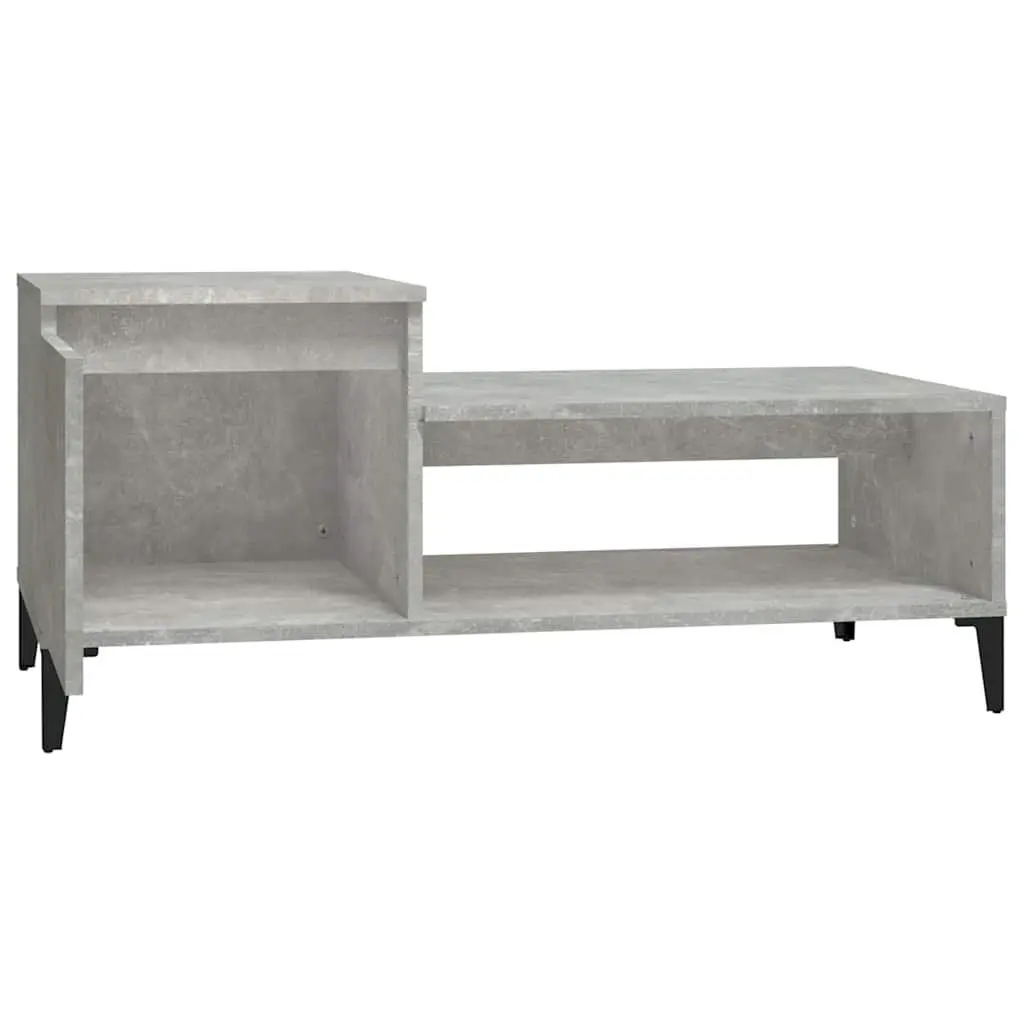 Coffee Table Grey Engineered Wood Storage Compartment Shelf Door 100x50x45cm