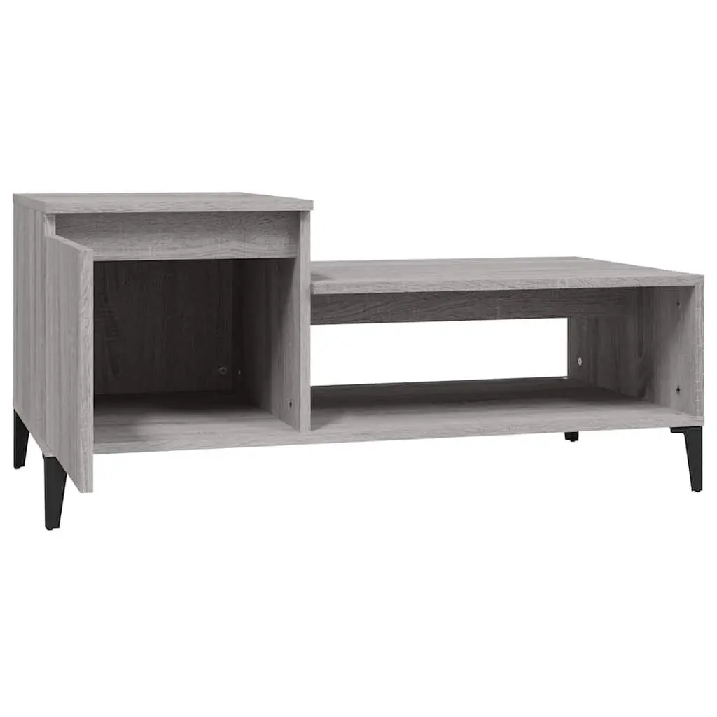 Coffee Table Grey Sonoma Engineered Wood with Storage Compartment Shelf and Door 100L x 50W x 45H cm
