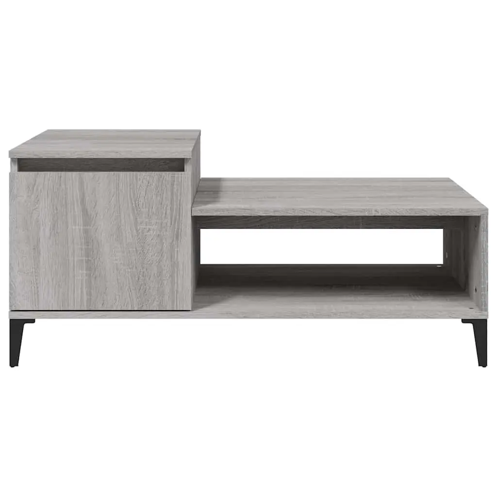 Coffee Table Grey Sonoma Engineered Wood with Storage Compartment Shelf and Door 100L x 50W x 45H cm