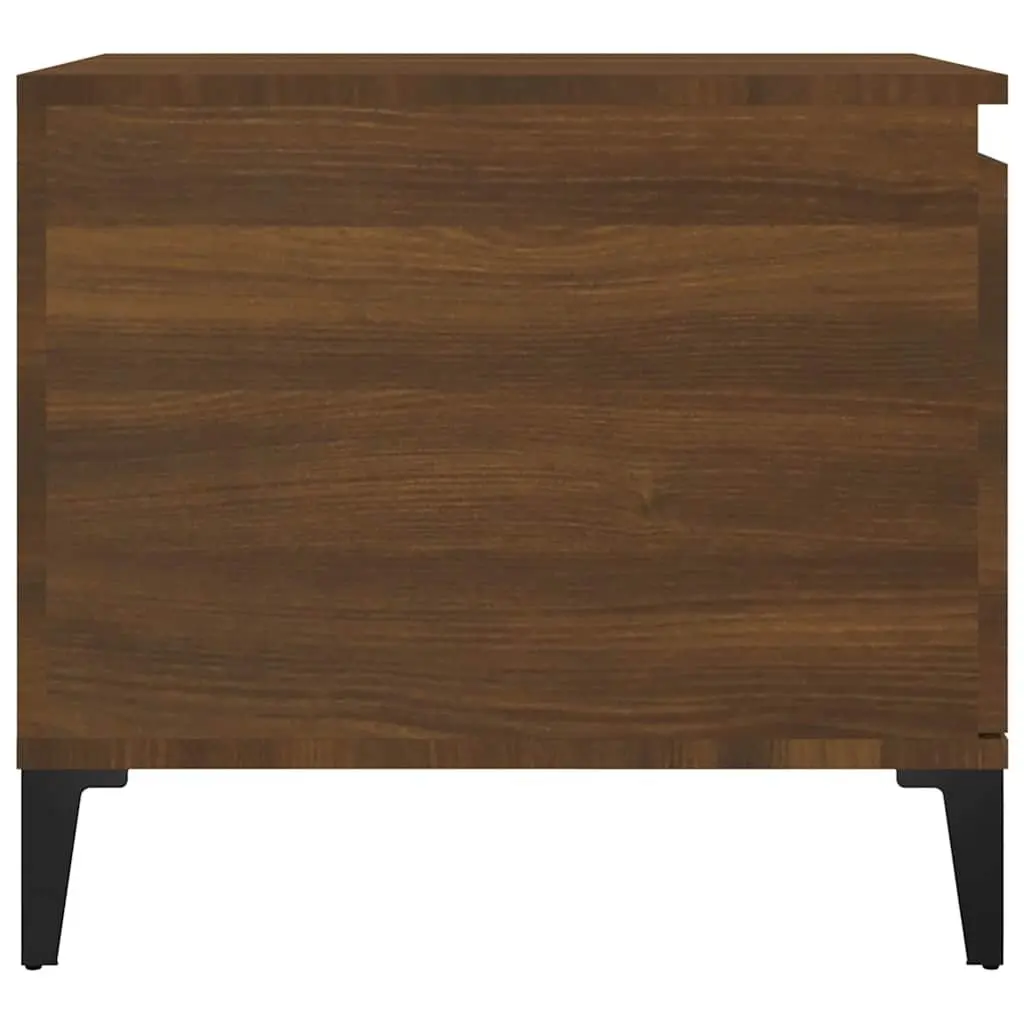 Coffee Table Brown Oak Engineered Wood Storage Compartment Shelf Door