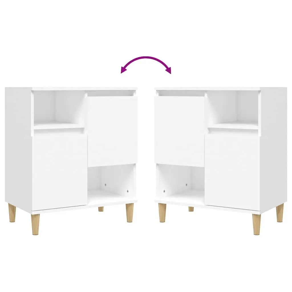 Sideboard White Storage Cabinet 4 Compartments 2 Doors Engineered Wood Furniture