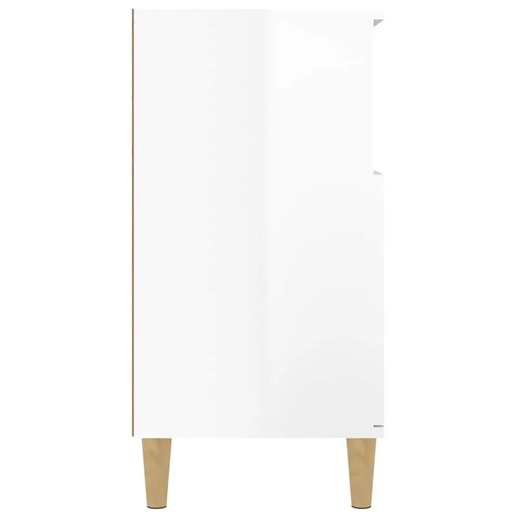 Sideboard White High Gloss Engineered Wood 60x35x70cm with 4 Compartments and 2 Doors