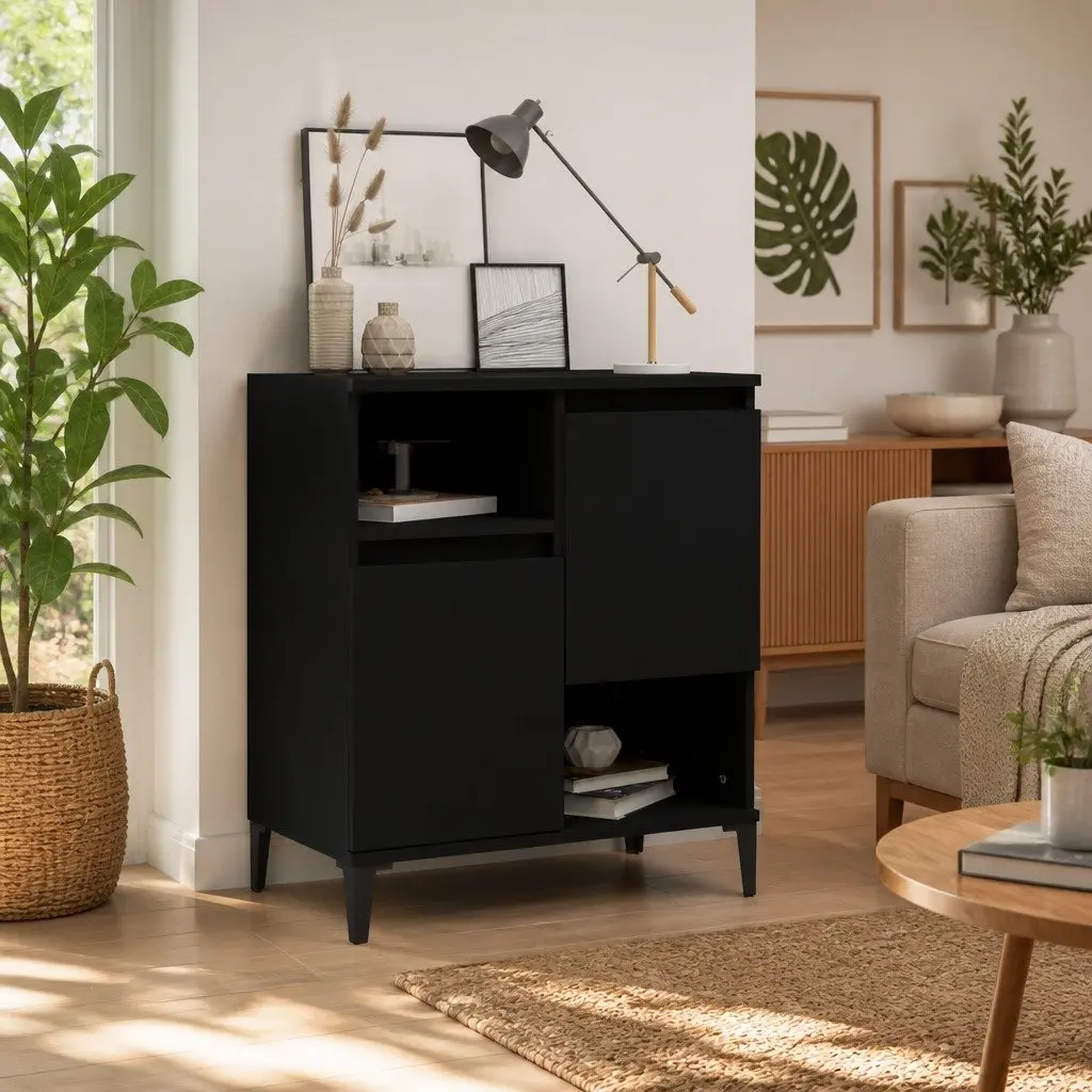 Sideboard Black Engineered Wood 60x35x70 cm Storage Cabinet