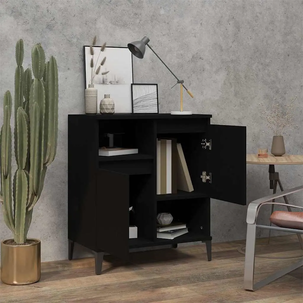 Sideboard Black Engineered Wood 60x35x70 cm Storage Cabinet