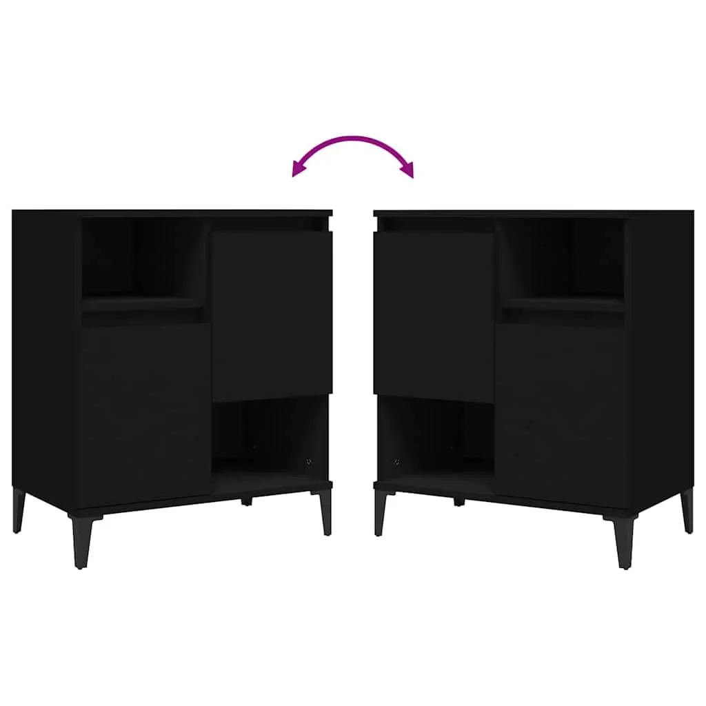 Sideboard Black Engineered Wood 60x35x70 cm Storage Cabinet