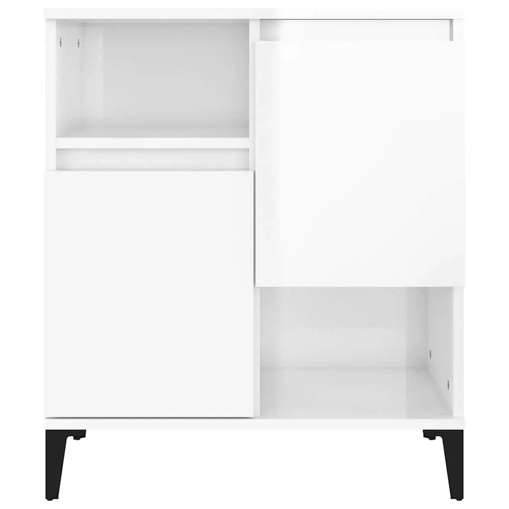 High Gloss White Sideboard Storage Cabinet 60x35x70 cm 4 Compartments