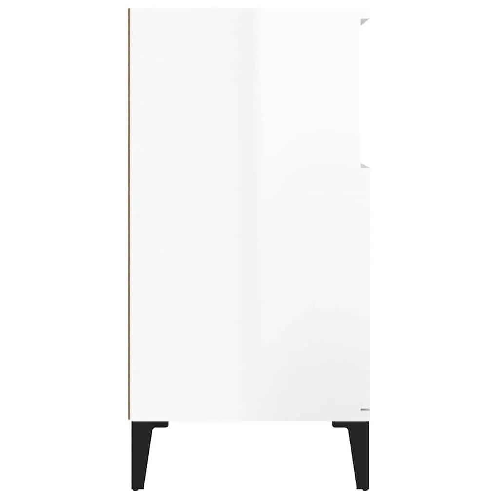 High Gloss White Sideboard Storage Cabinet 60x35x70 cm 4 Compartments