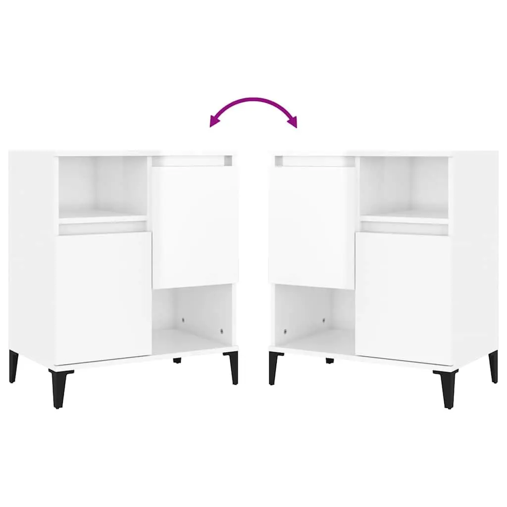High Gloss White Sideboard Storage Cabinet 60x35x70 cm 4 Compartments