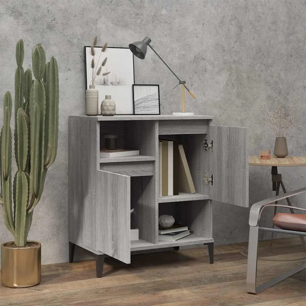 Sideboard Grey Sonoma 60x35x70 cm 4 Compartment Storage Cabinet Display