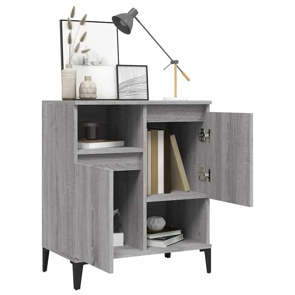 Sideboard Grey Sonoma 60x35x70 cm 4 Compartment Storage Cabinet Display