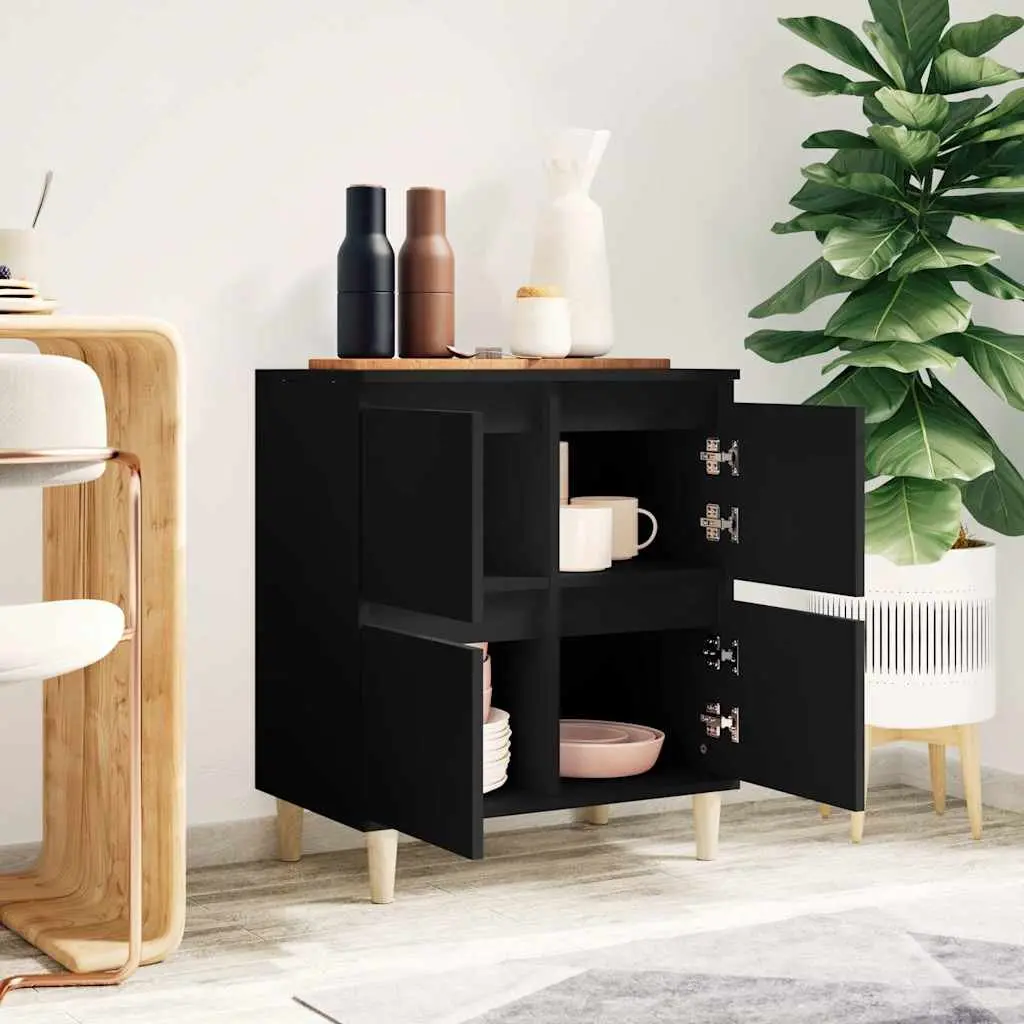 Sideboard Black Engineered Wood 60x35x70 cm Storage Cabinet