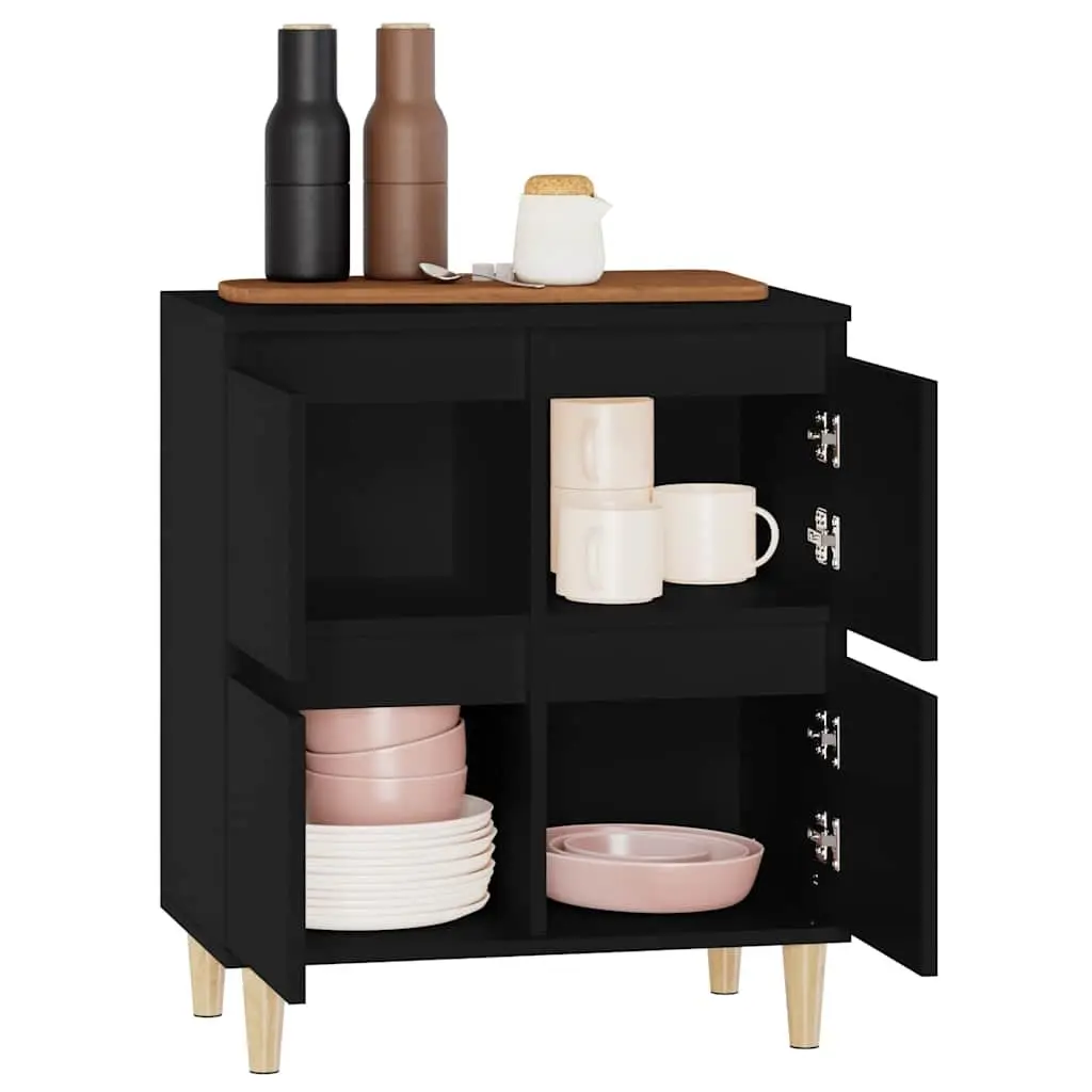 Sideboard Black Engineered Wood 60x35x70 cm Storage Cabinet
