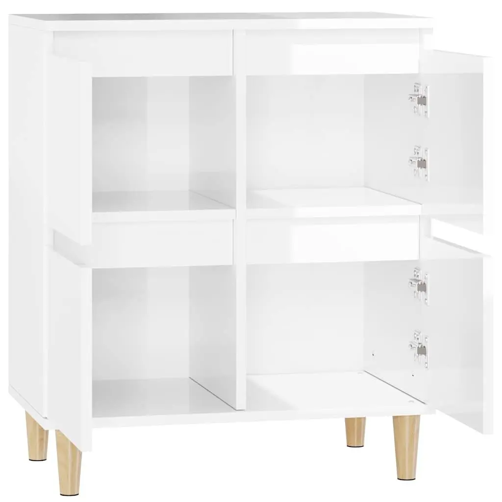 Sideboard High Gloss White Engineered Wood Storage Buffet 60x35x70cm