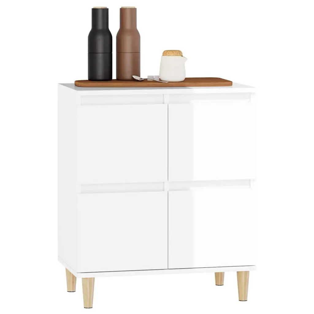 Sideboard High Gloss White Engineered Wood Storage Buffet 60x35x70cm