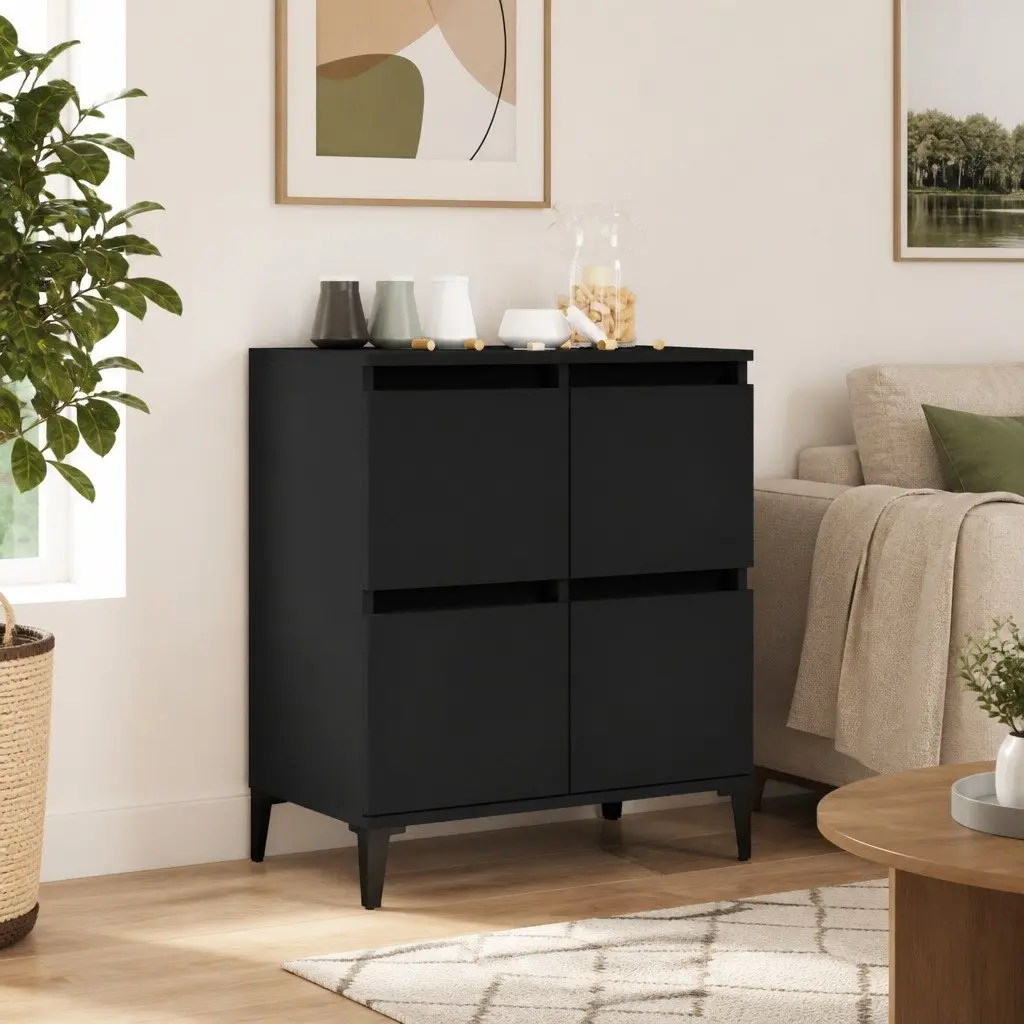 Sideboard Black Engineered Wood 60x35x70 cm Storage Cabinet
