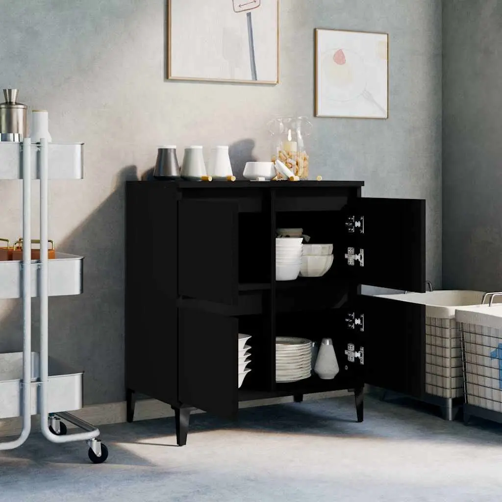 Sideboard Black Engineered Wood 60x35x70 cm Storage Cabinet