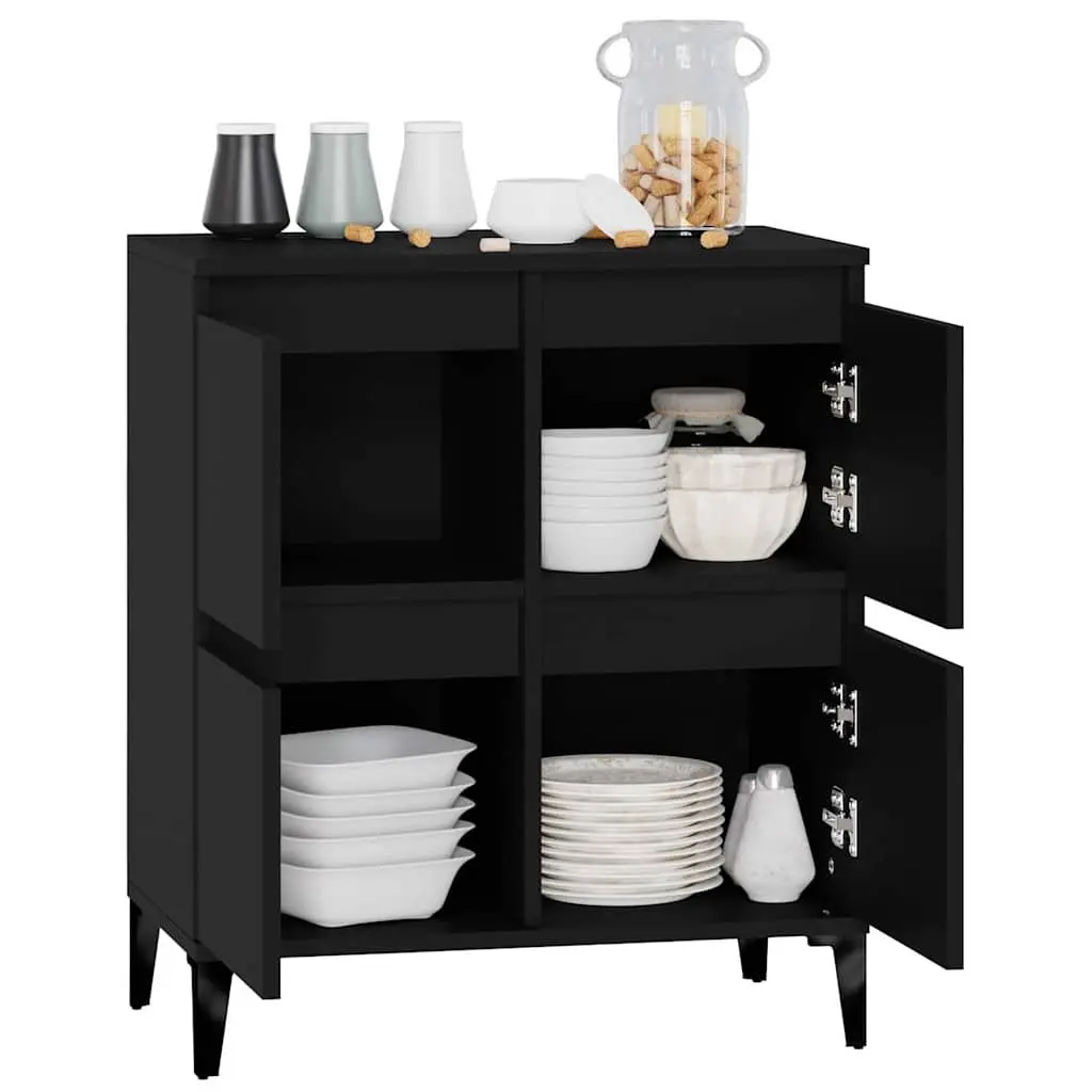 Sideboard Black Engineered Wood 60x35x70 cm Storage Cabinet