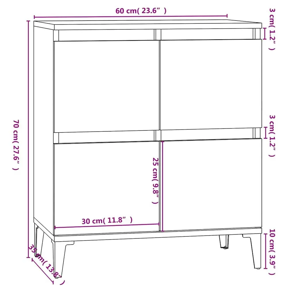 Sideboard Black Engineered Wood 60x35x70 cm Storage Cabinet