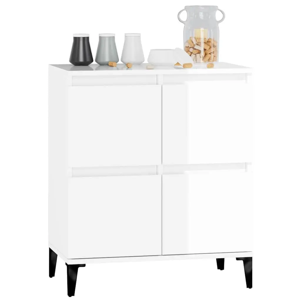 White High Gloss Sideboard Storage Cabinet Engineered Wood Buffet Furniture