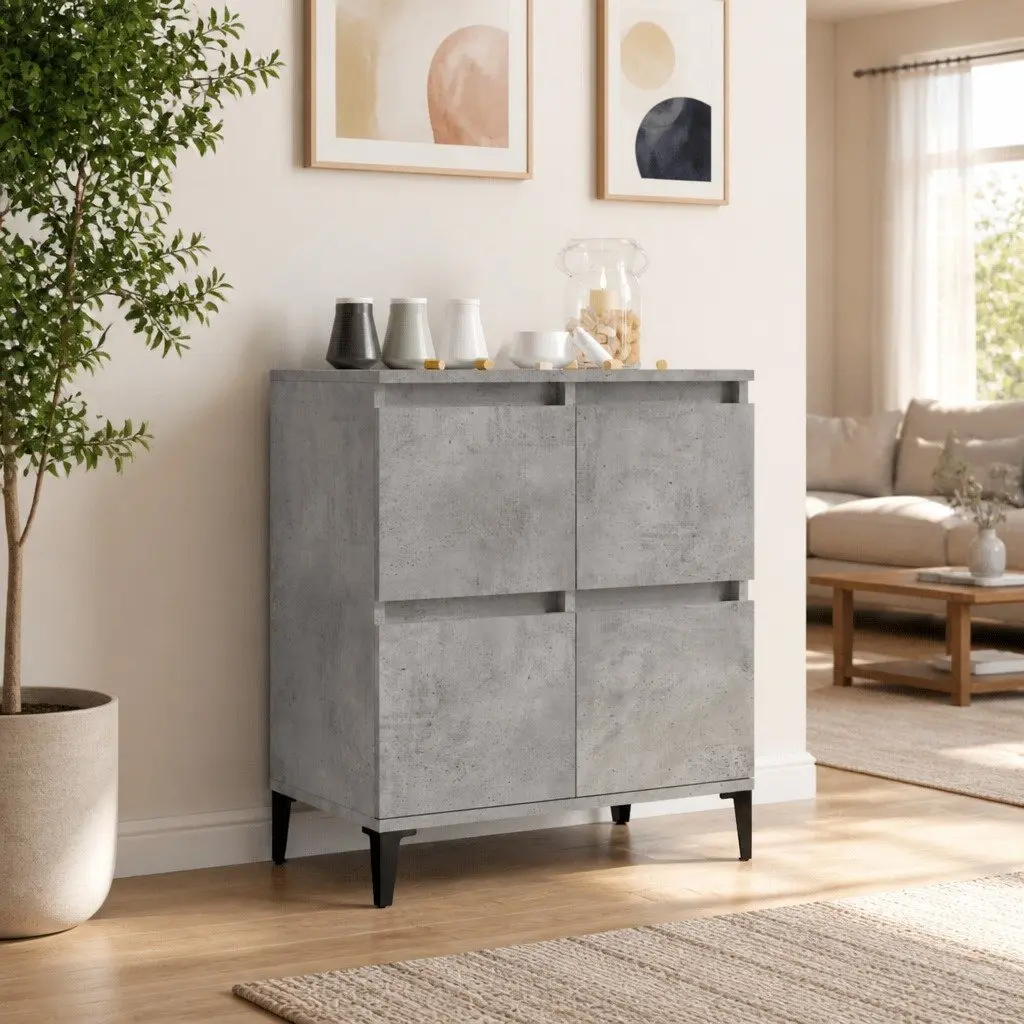 Engineered Wood Sideboard Cabinet Grey 60W x 35D x 70H cm Storage and Display Furniture