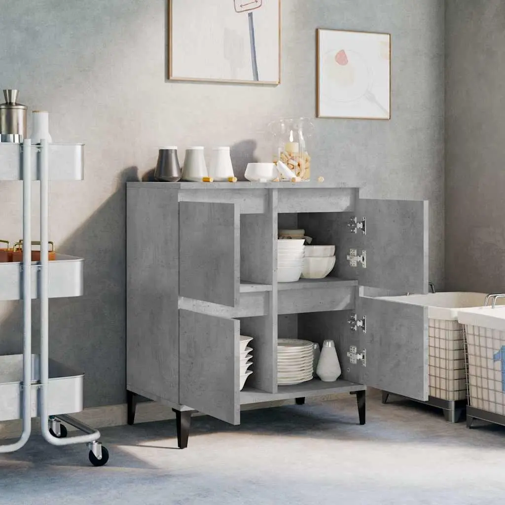 Engineered Wood Sideboard Cabinet Grey 60W x 35D x 70H cm Storage and Display Furniture