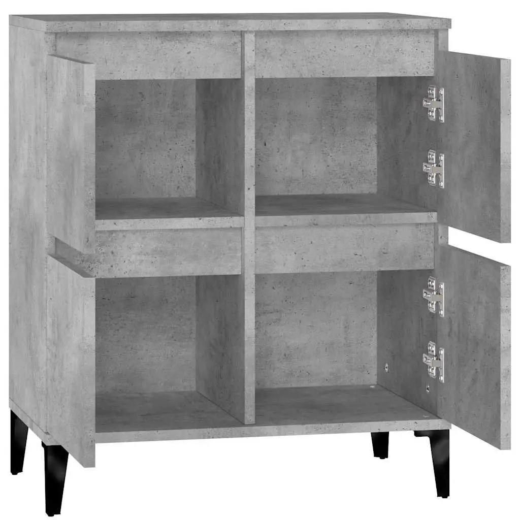 Engineered Wood Sideboard Cabinet Grey 60W x 35D x 70H cm Storage and Display Furniture