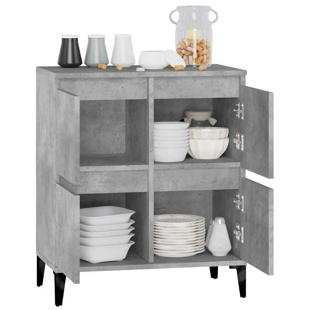 Engineered Wood Sideboard Cabinet Grey 60W x 35D x 70H cm Storage and Display Furniture