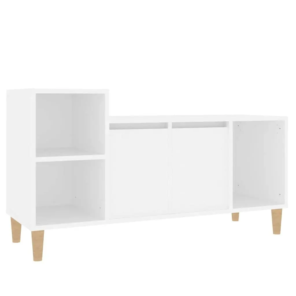 TV Cabinet White Engineered Wood Media Storage Unit with Doors and Compartments 100 x 35 x 55 cm