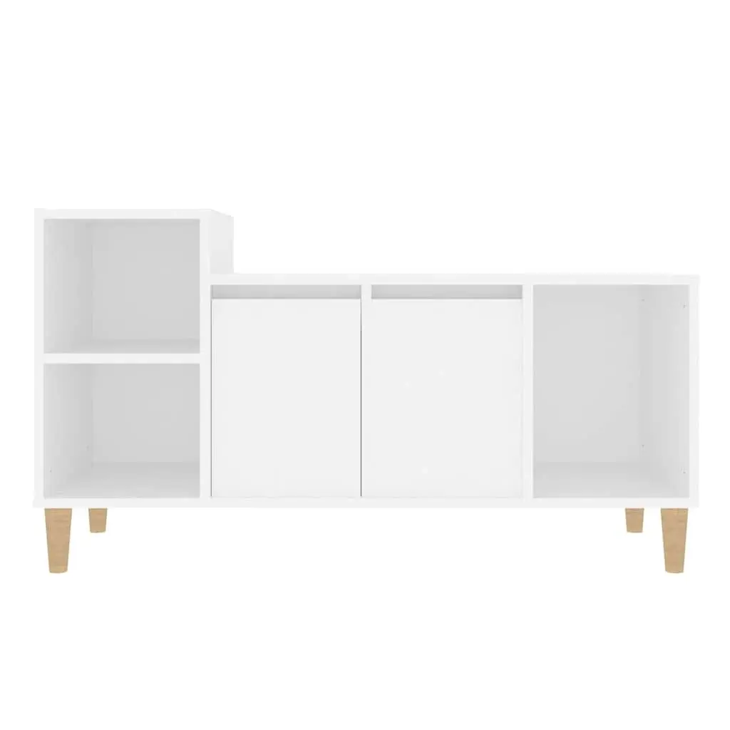 TV Cabinet White Engineered Wood Media Storage Unit with Doors and Compartments 100 x 35 x 55 cm