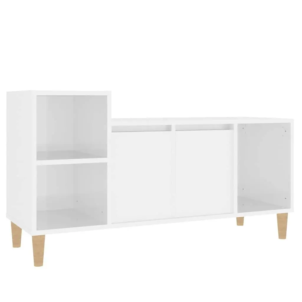 TV Cabinet High Gloss White Engineered Wood 100 x 35 x 55 cm