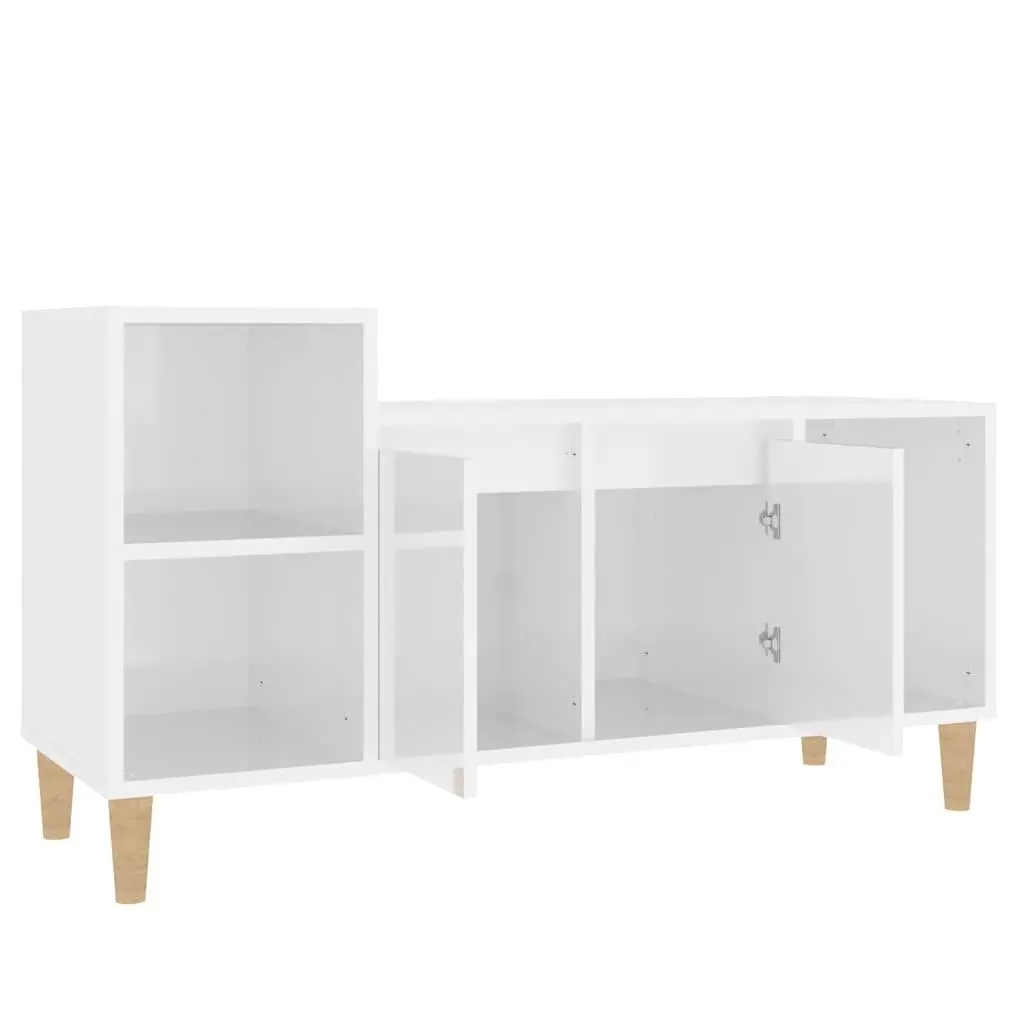 TV Cabinet High Gloss White Engineered Wood 100 x 35 x 55 cm