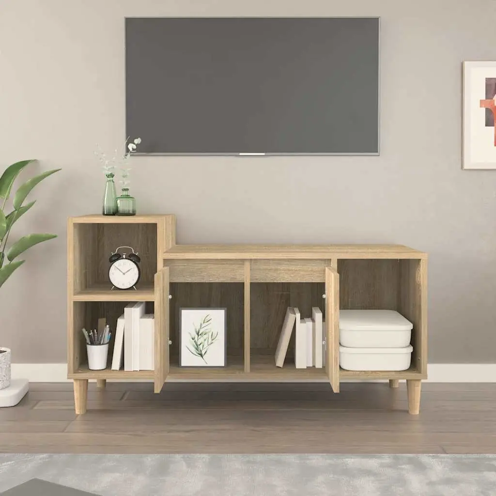 TV Cabinet Engineered Wood Storage Unit Brown Sonoma Oak Style 100cm