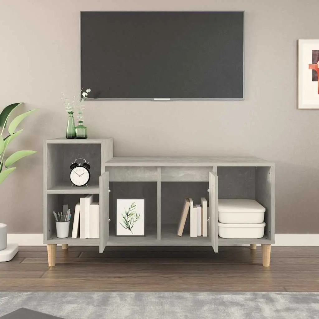 TV Cabinet Grey Engineered Wood Storage Unit 100x35x55cm