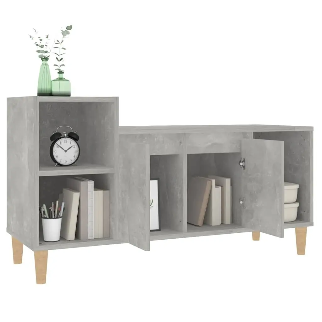 TV Cabinet Grey Engineered Wood Storage Unit 100x35x55cm