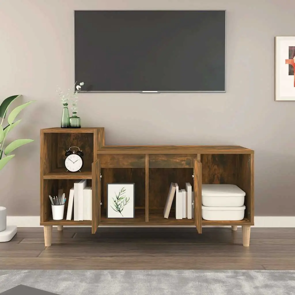 TV Cabinet Smoked Oak Storage Unit Media Console Engineered Wood 100x35x55cm