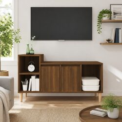 TV Cabinet Brown Oak 100x35x55cm Media Storage Unit Engineered Wood Furniture