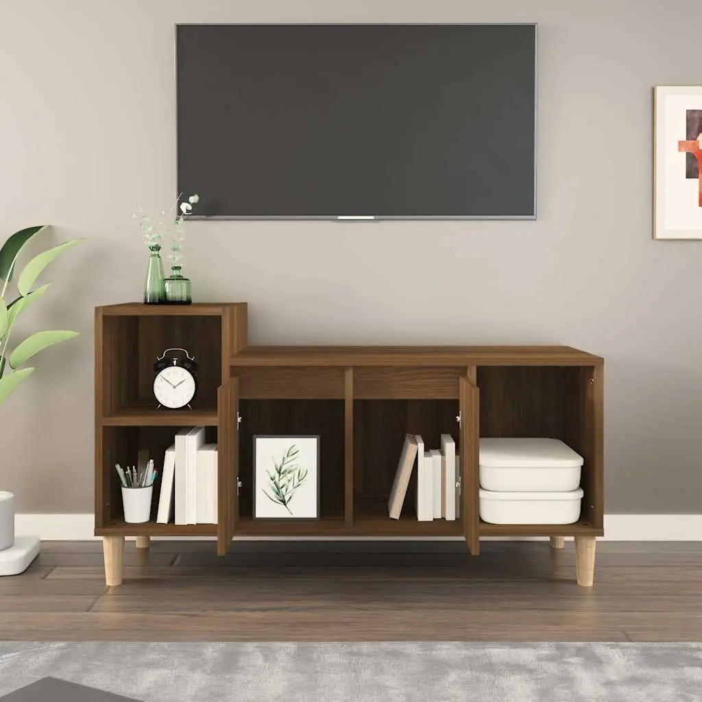 TV Cabinet Brown Oak 100x35x55cm Media Storage Unit Engineered Wood Furniture