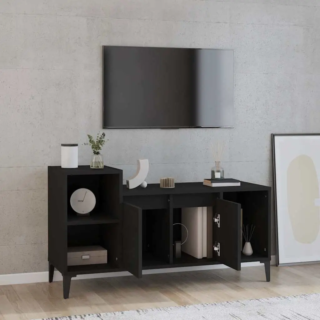 TV Cabinet Black Engineered Wood 100x35x55cm Media Storage Unit