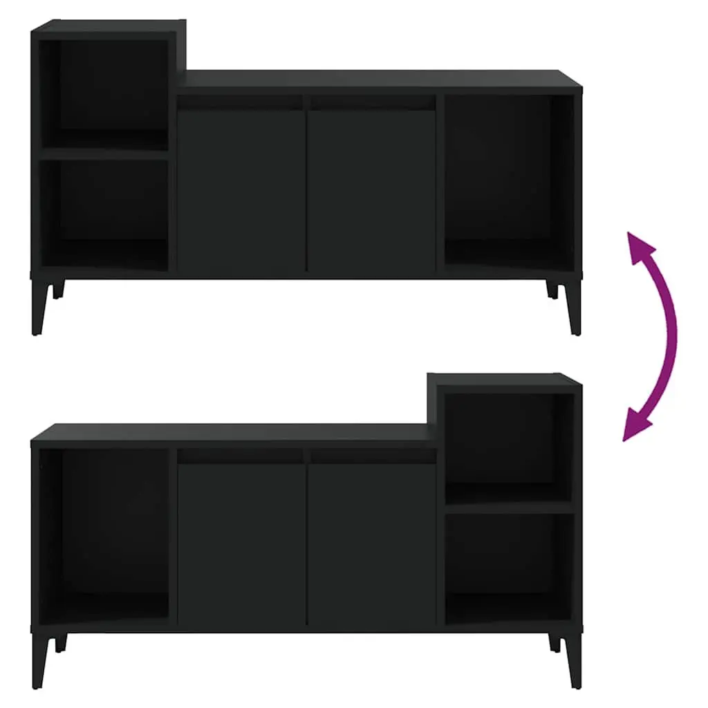 TV Cabinet Black Engineered Wood 100x35x55cm Media Storage Unit