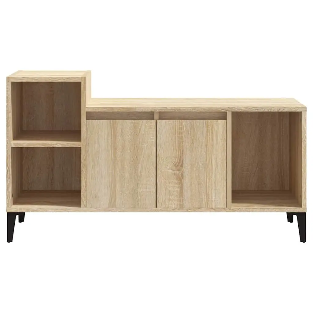 TV Cabinet Engineered Wood Media Storage Unit with Doors and Compartments Brown 100 x 35 x 55 cm